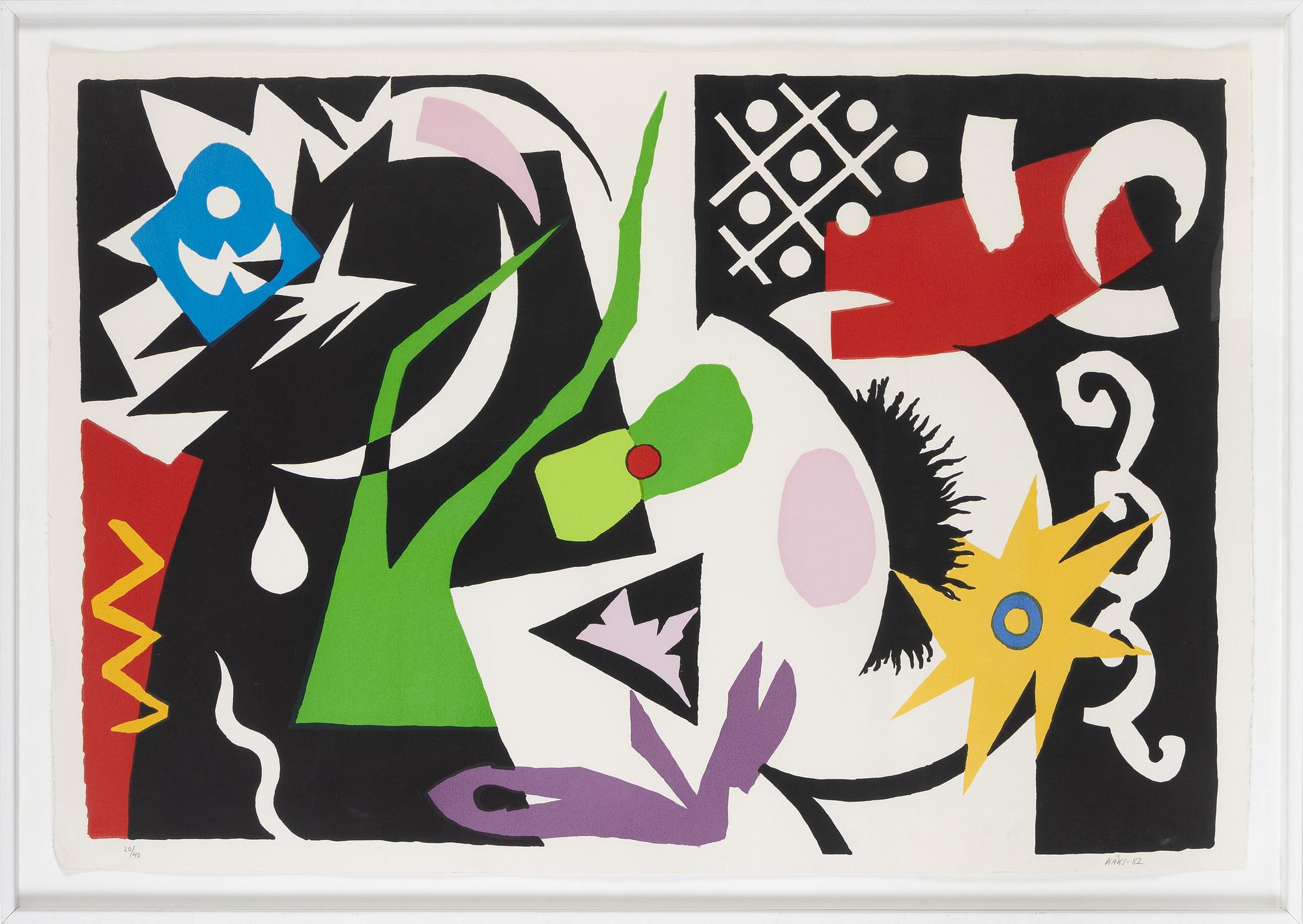 Olle Kåks, lithograph in colours, 1982, signed 20/40.