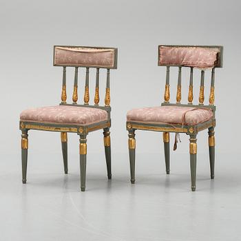 Stolar, 4 stycken (2+2), sengustavianska, tidigt 1800-tal.