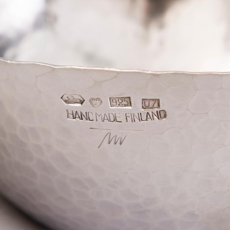 TAPIO WIRKKALA, bålskål samt slev, sterling silver, Kultakeskus, Tavastehus 1973.