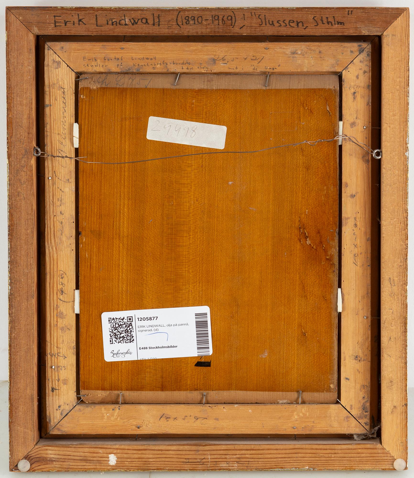 Erik Lindwall, oil on panel, signed.