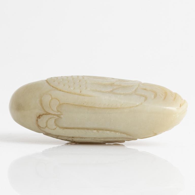 A nephrite sculpture of a mandarin duck, China, 20th Century.