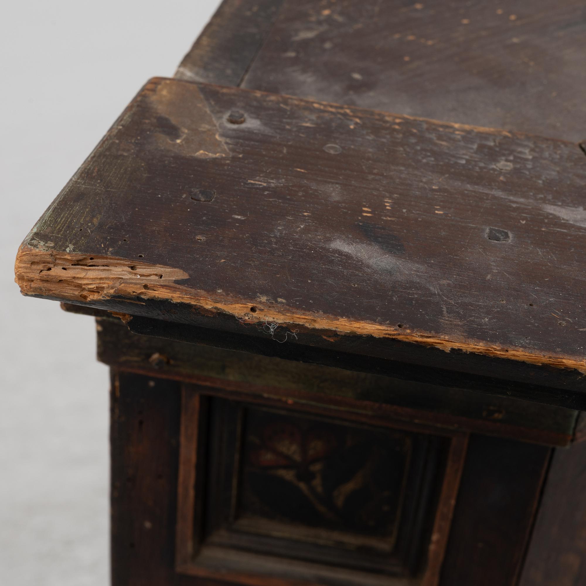 A Swedish painted corner cupboard, 18th Century.