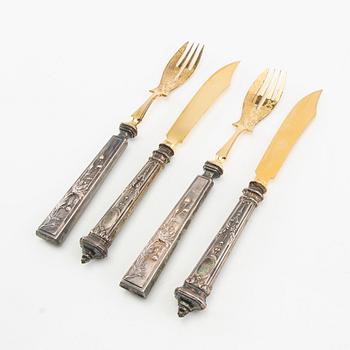 Fish cutlery silver 18 dlr, around the year 1900.