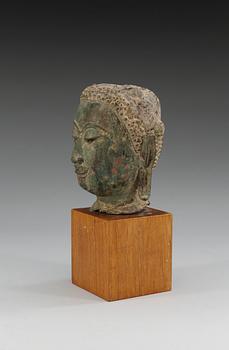 A bronze head of Buddha, Thailand, 18th Century.