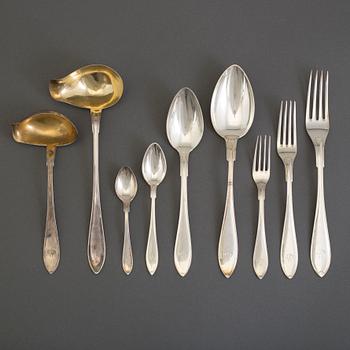 94 pcs of silver flatware, model 'Svensk spets', including GAB, 1910s.