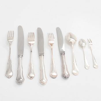 A 78-piece silver 'Chippendale' cutlery set, 1978-2007. Various Finnish manufacturers.