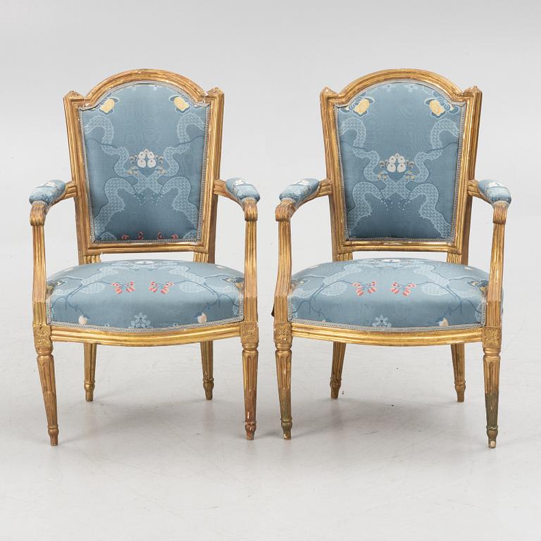 A pair of Louis XVI armchairs by Noël-Toussaint Porrot, Paris, (master 1761) second part of the 18th century.