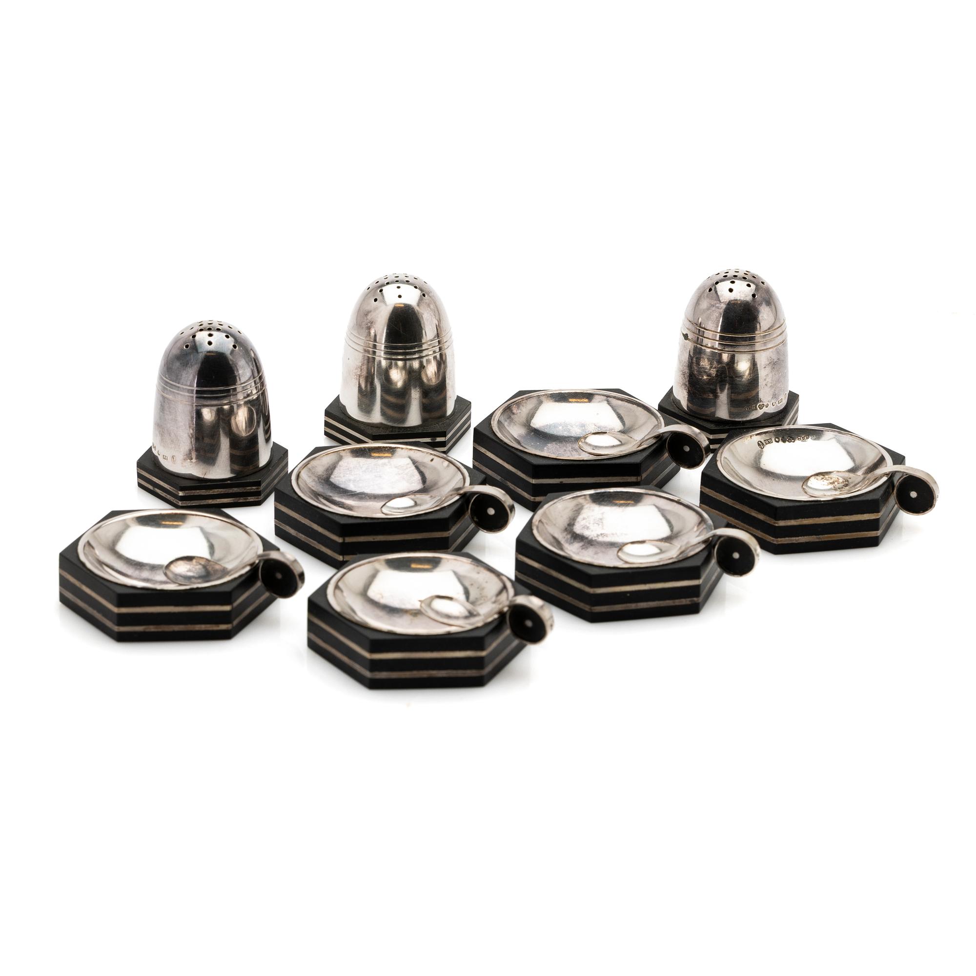 Salt cellars, 9 pieces, silver, GAB, Stockholm, 1941–1942.