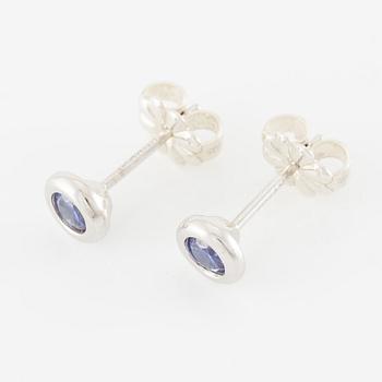 Tiffany & Co, Elsa Peretti, "Color by the yard", earrings, silver and tanzanites.