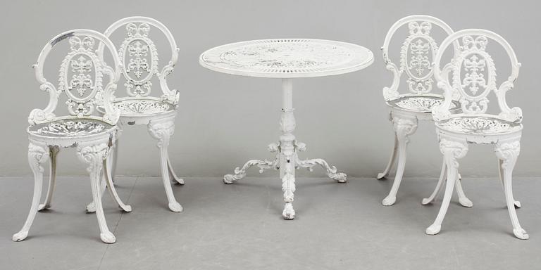 TRÄDGÅRDSMÖBLER, 5 delar, metall, 1900/2000-tal.