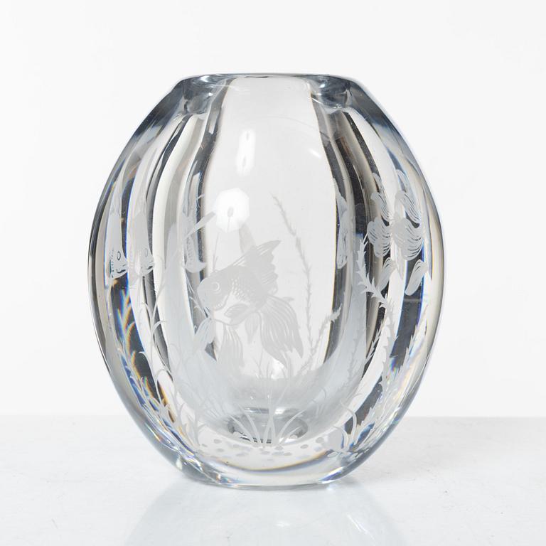 Edward Hald, a 'graal' glass vase, Orrefors 1949.