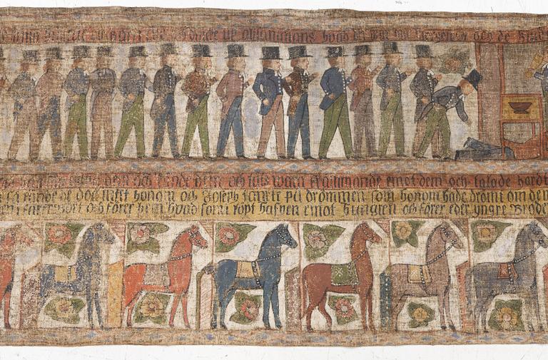 Textile painting, folk art, Halland, Knäred, 17th/18th century.