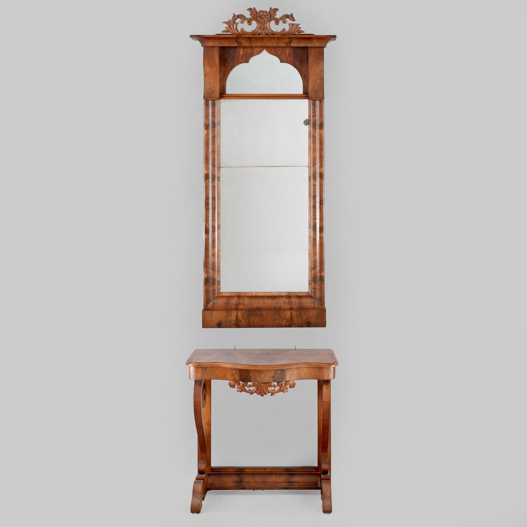 SPEGEL med KONSOLBORD, nyrokoko, 1800-talets mitt/andra hälft.