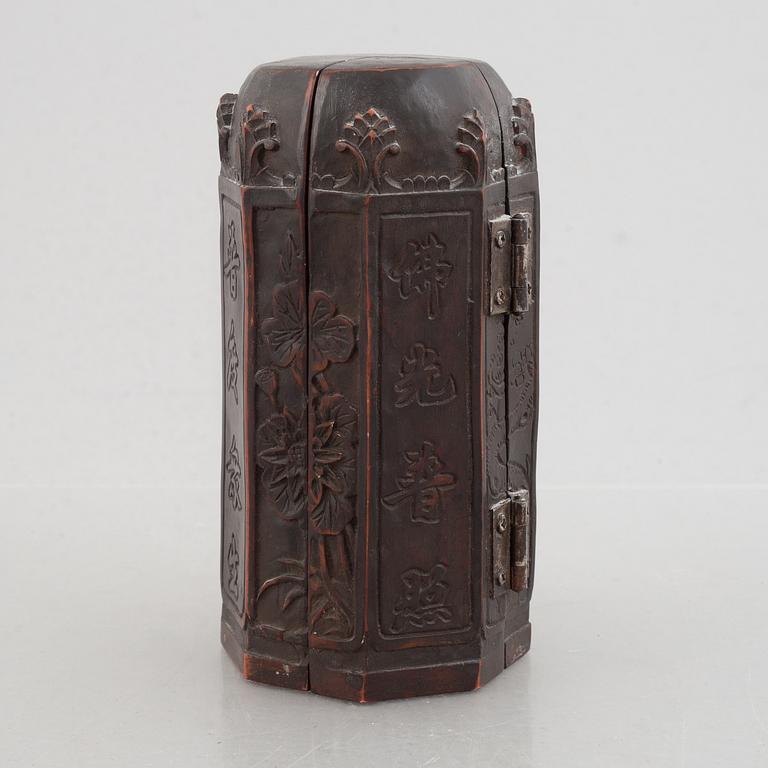A Tang-style travel shrine, lacquered hardwod, China, early 20th century.
