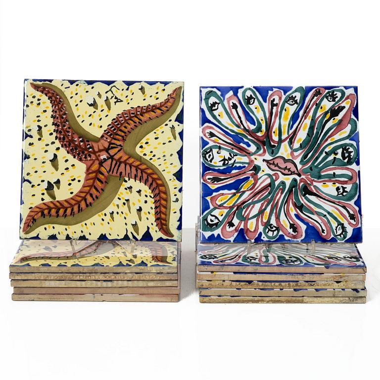 Salvador Dalí, efter. Kakelplattor, 12 st, lergods, Spanien.