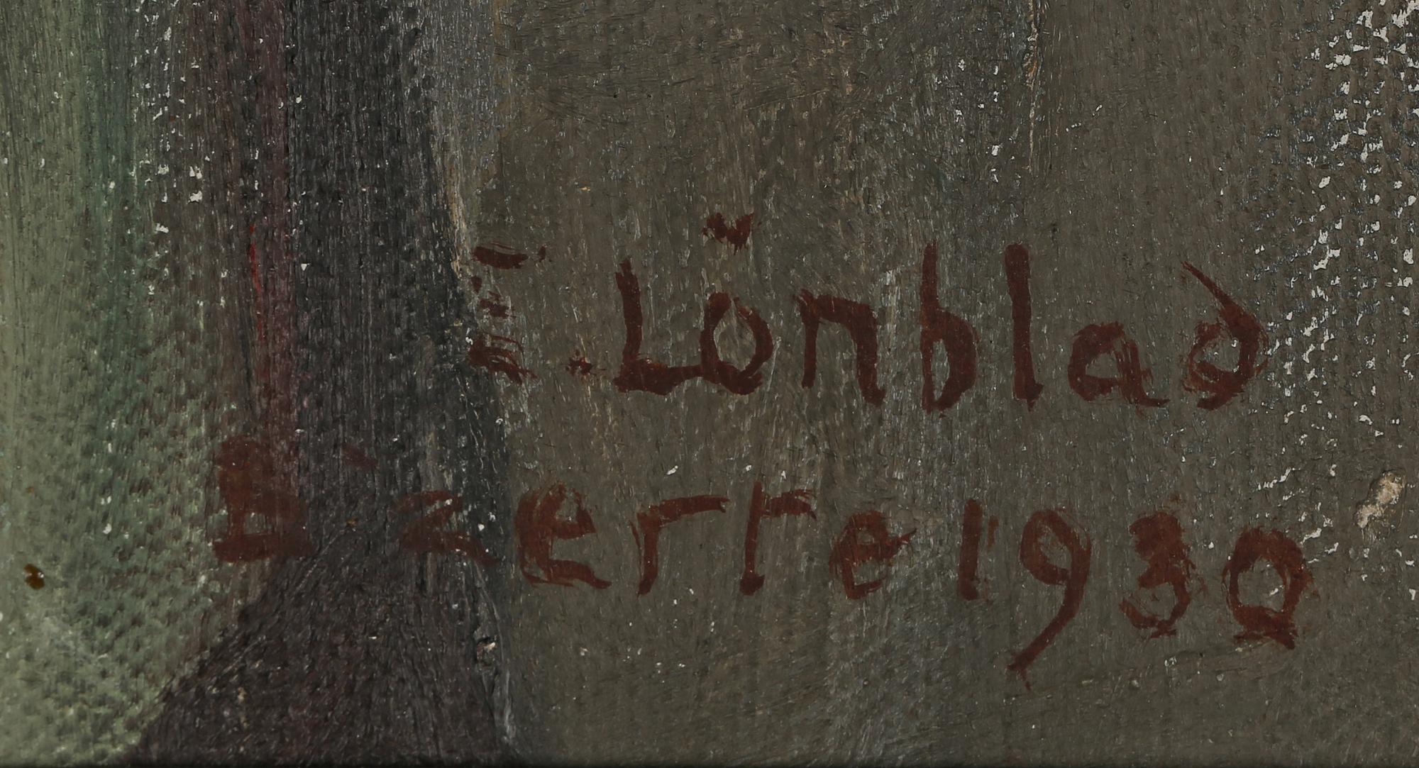 EMILIA LÖNBLAD, olja på pannå, signerad och daterad 1930.