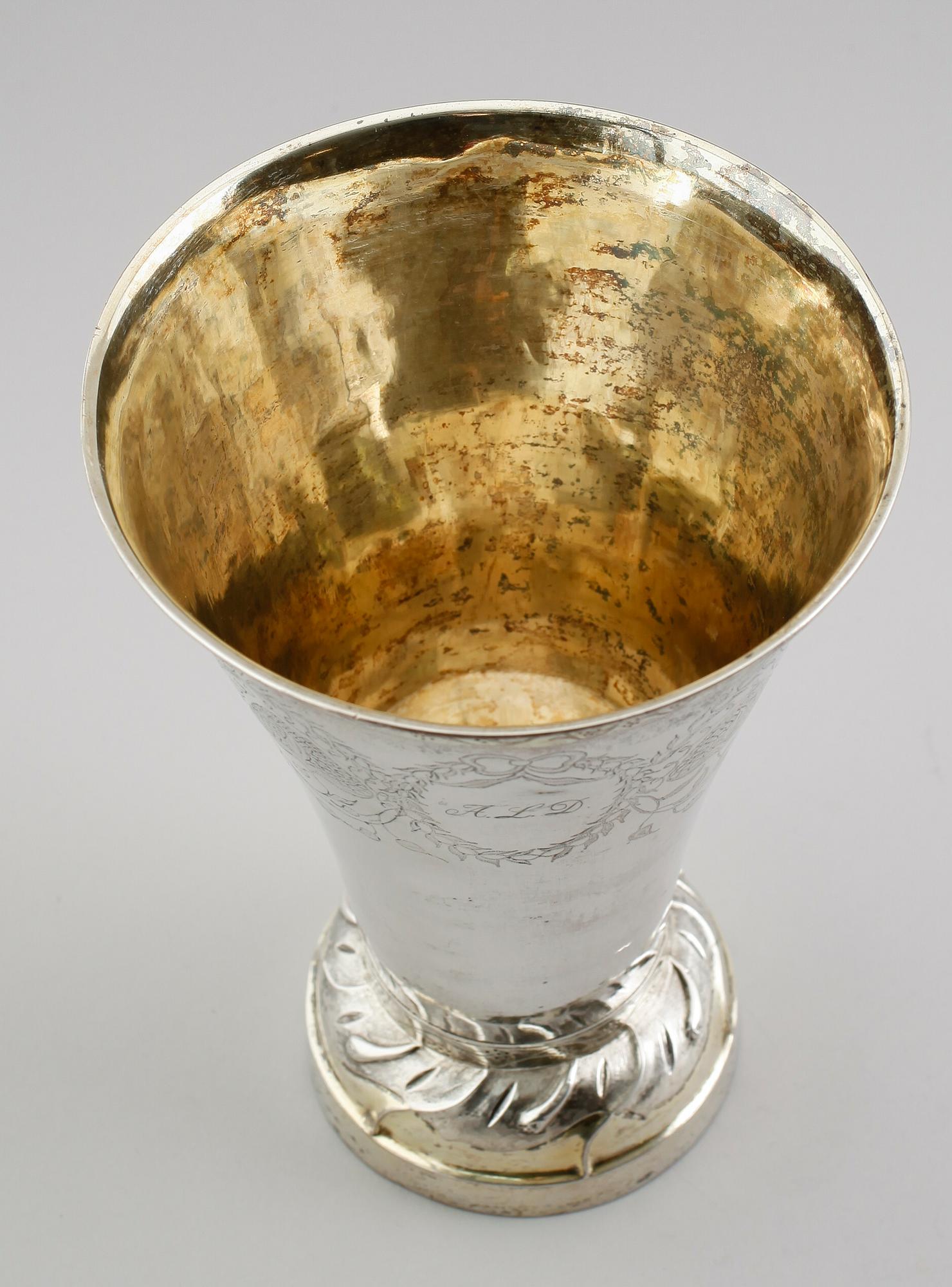 BÄGARE, silver, Johan Petter Ernander, Uppsala 1820. Vikt ca 410 gram.