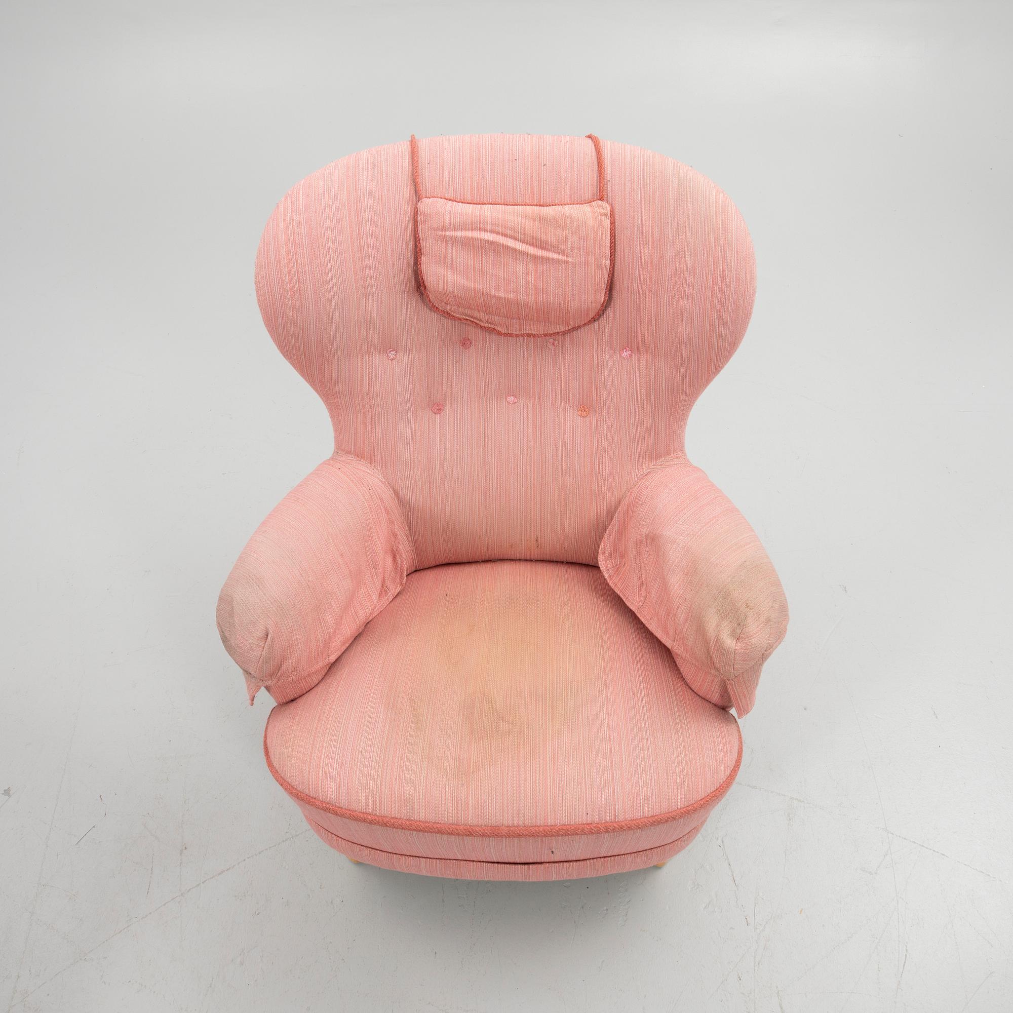 Carl Malmsten, Armchair with footstool, "The Giant Toad", second half of the 20th century.