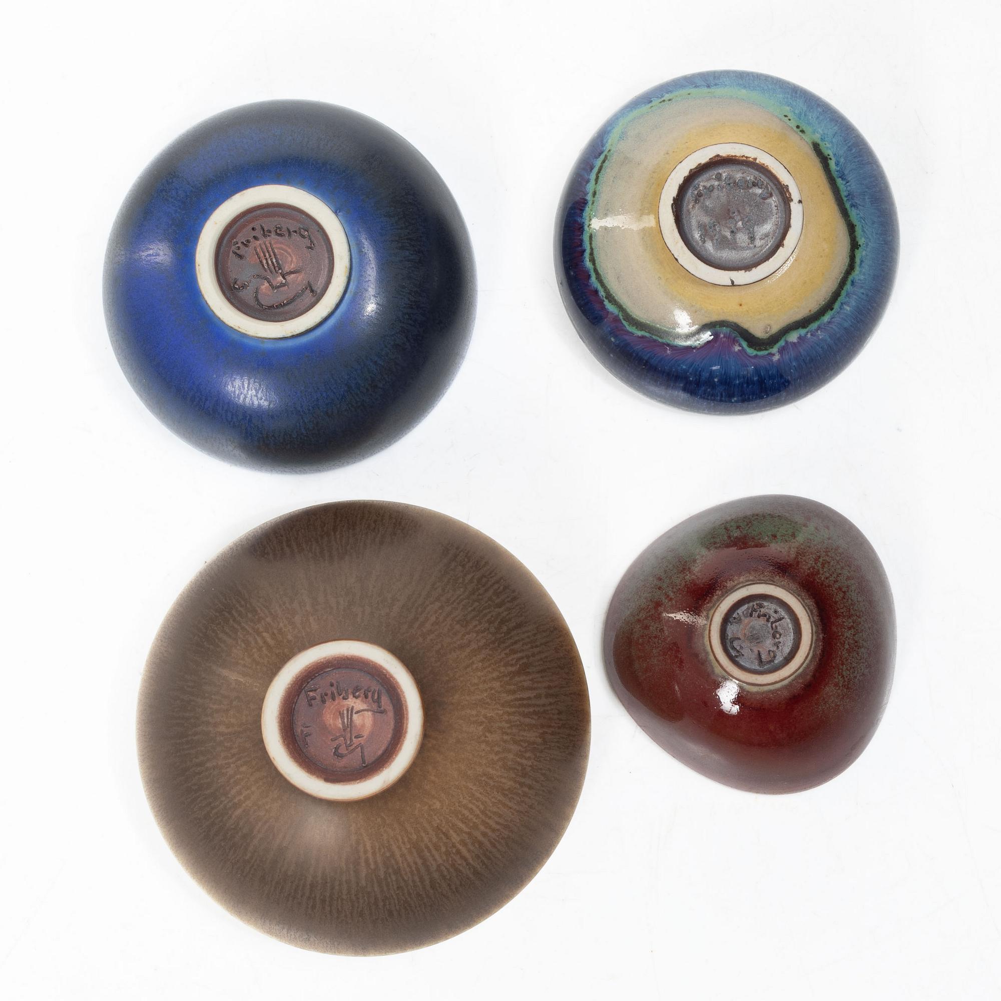 Berndt Friberg, a set oof four stoneware bowls, Gustavsberg Studio, 1960s–70s.