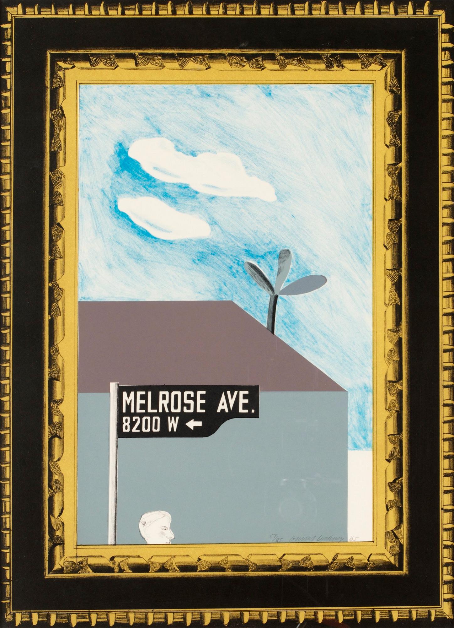 David Hockney, "Picture of Melrose Avenue in an ornate gold frame", from: "A Hollywood collection".