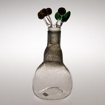 A Pompom decanter. signed Oiva Toikka Nuutajärvi Notsjö from the late 1960s.