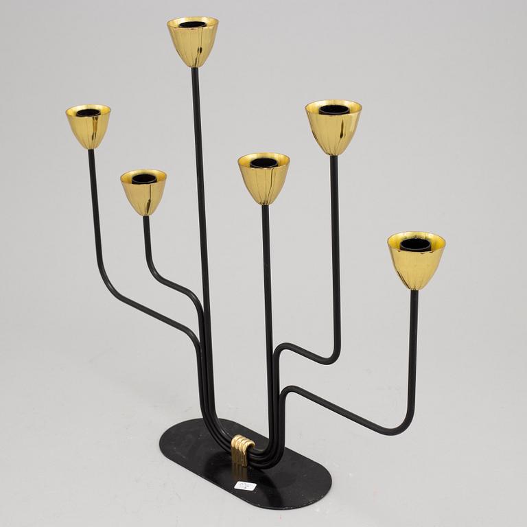 Gunnar Ander, a brass and metall six-light candelabra from Ystad Metall.