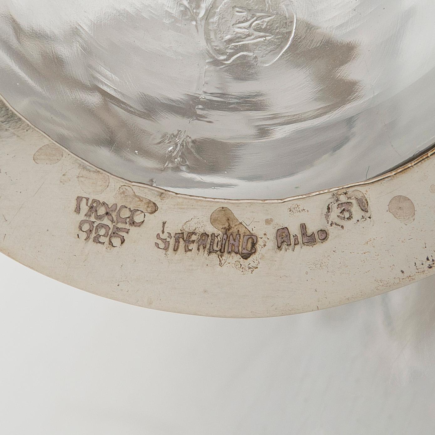 Juomalaseja, 8 + 1 kpl, hopeaa ja lasia,  Rancho Alegre Mexico 1900-luvun puoliväli.