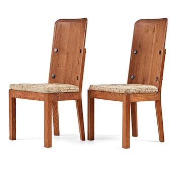 259. Axel Einar Hjorth, a pair of "Lovö" stained pine chairs, Nordiska Kompaniet, Sweden 1930's.