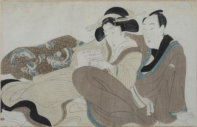 OKÄND KONSTNÄR, träsnitt, möjligen Yeisen, Japan.