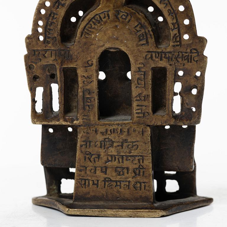 A Jain copper alloy shrine, India, 14th-17th century.