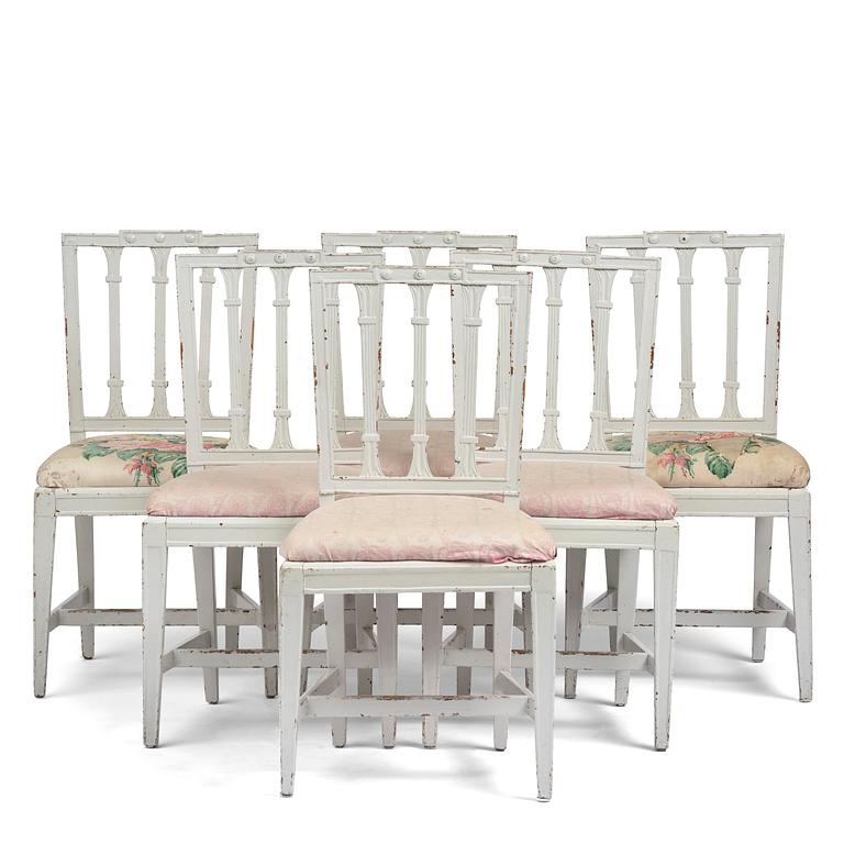 A set of six late Gustavian chairs by E. Öhrmark (master in Stockholm 1777-1813).