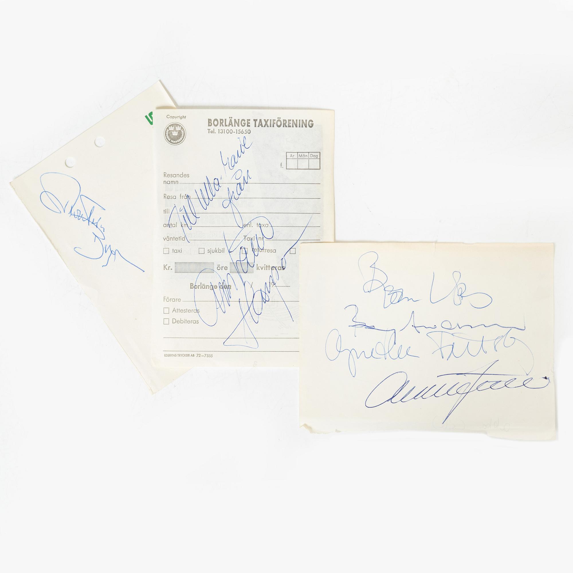 Autographs, "Abba", Folkets Park, Borlänge, 1973.