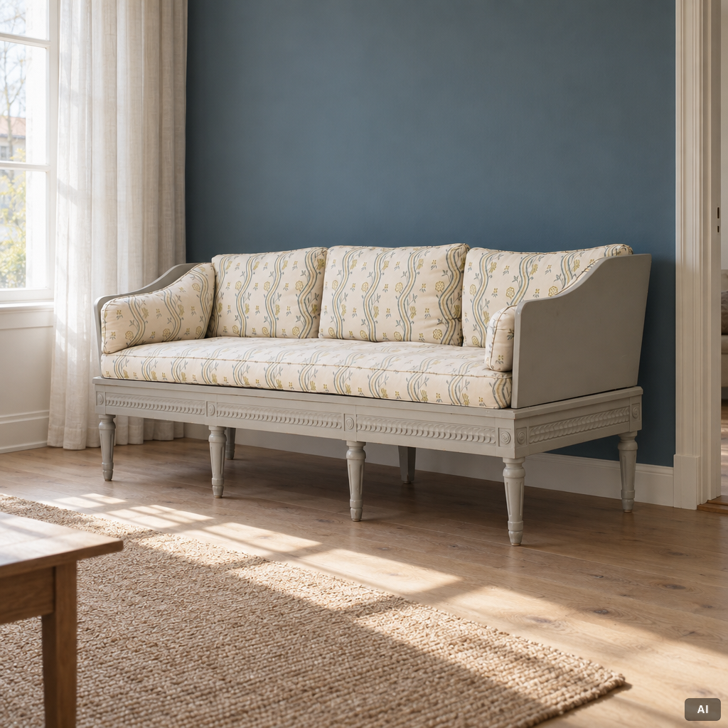 A Gustavian provincial work sofa, 18th century.