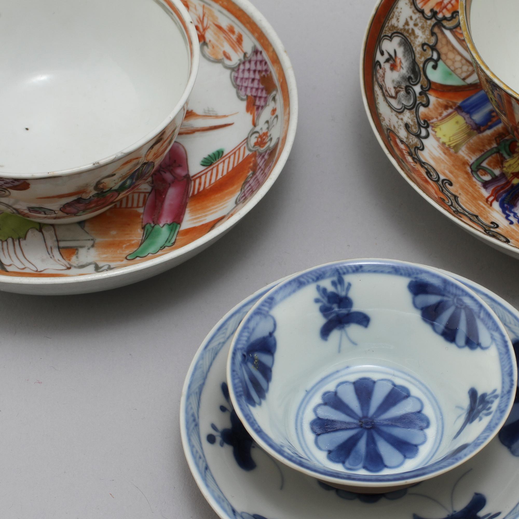 PARTI PORSLIN, 7 delar, Kina, 1700/1800-tal.