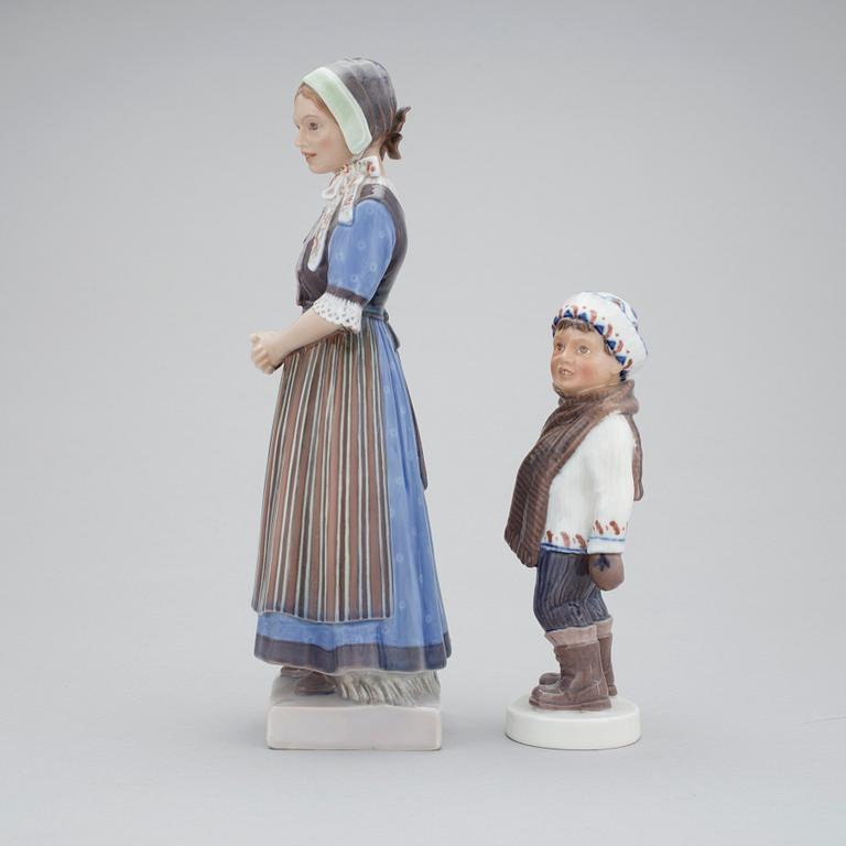 Two 20h Century Danish porcelain figurines no 1064 and 1142 by Dahl Jensen.