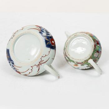 A collection of cups, saucers and teapots, China, Qing dynasty, mostly 18th century.