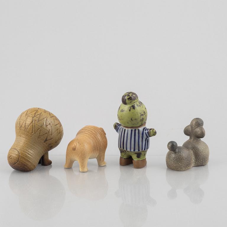Lisa Larson, a set of four stoneware figurines, Gustavsberg and K-Studion.