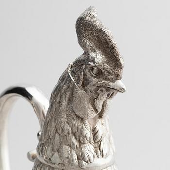 A pair of silver and cut-glass decanters, mark of Gratchev company, St. Petersburg 1908-1917.
