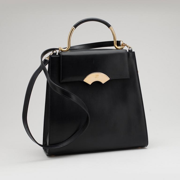 KARL LAGERFELD, a dark blue leather top handle bag.