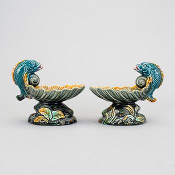 a pair of Jugend maiolica salt cellars by Rörstrand.