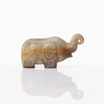 A Chinese nephrite sculpture of an elephant.