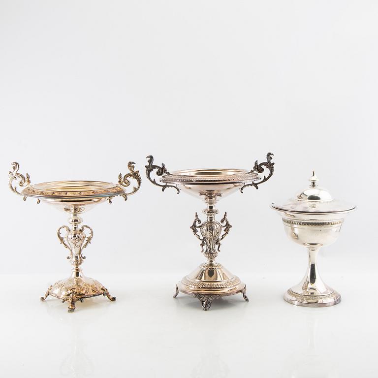 Sugar bowls 3 pcs, silver plate, early 20th century.