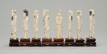 A set of eight ivory figures, China early 20th Century.