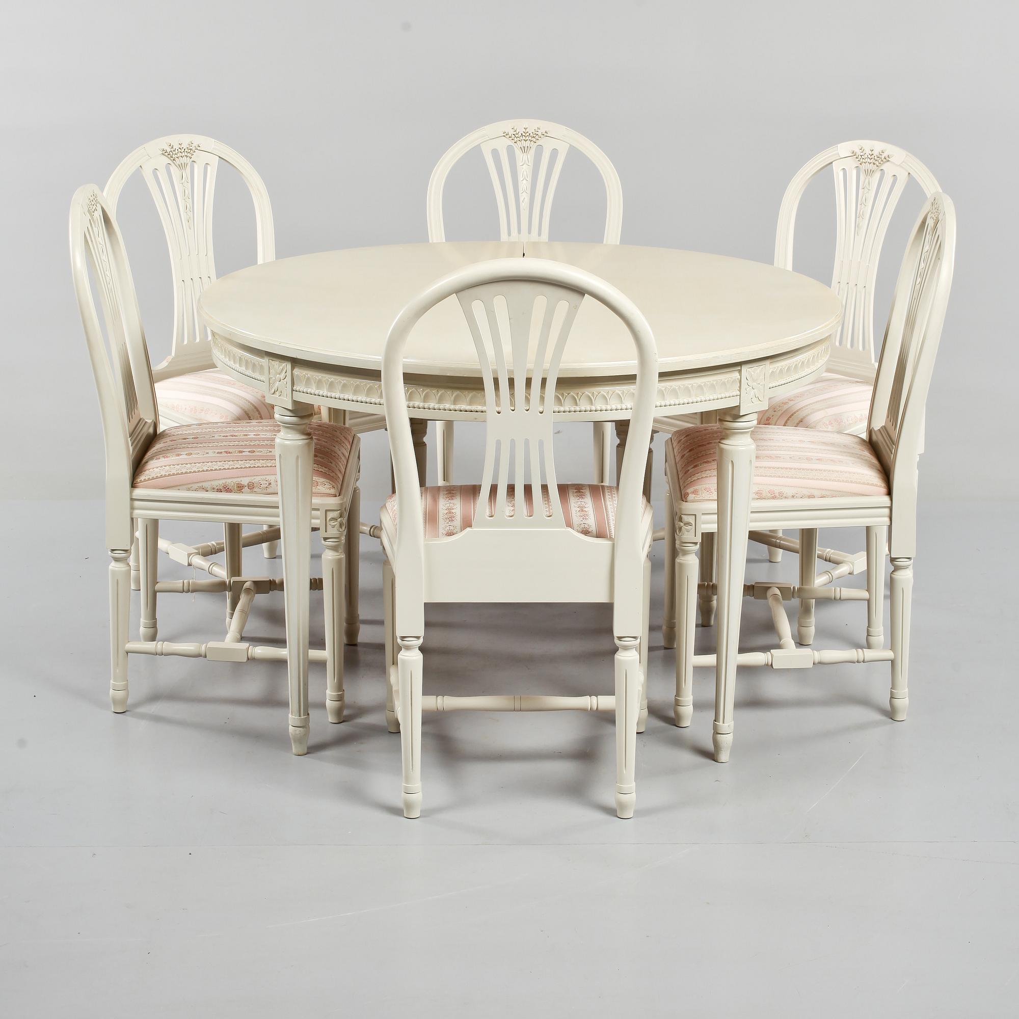 MATGRUPP, 7 delar, gustaviansk stil, 1900-talets andra hälft.