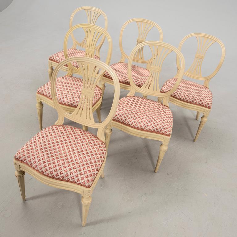 Chairs, 6 pieces, Gustavian style, mid/second half of the 20th century.