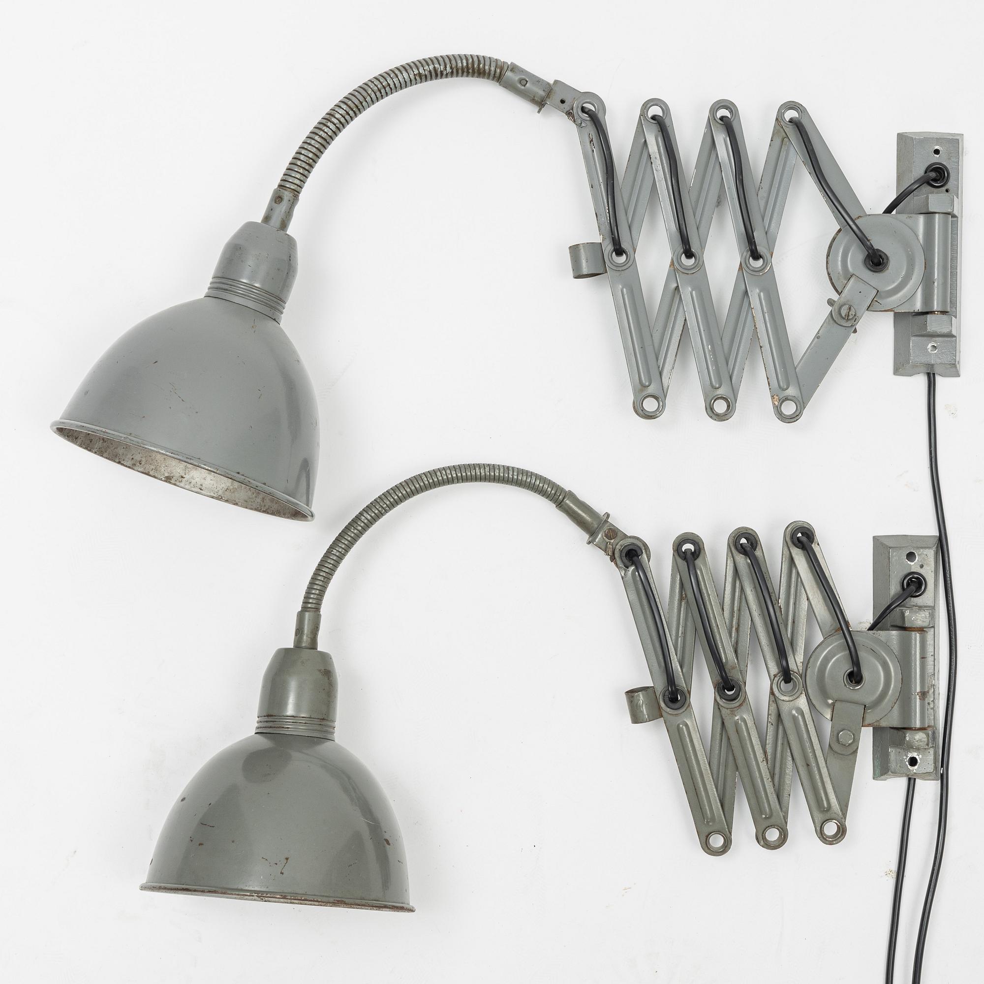 A pair of industrial wall lamps, Elektroinstala Jílové, Czechoslovakia, mid 20th Century.
