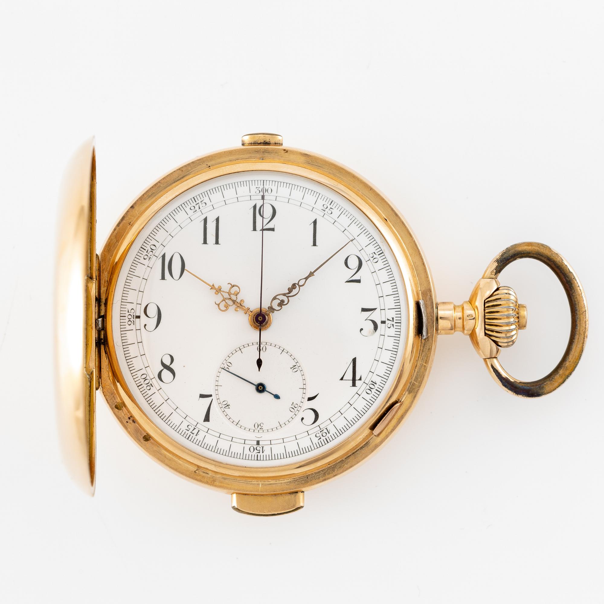 Pocket watch, 18K gold, minute repeater, chronograph, 57 mm.