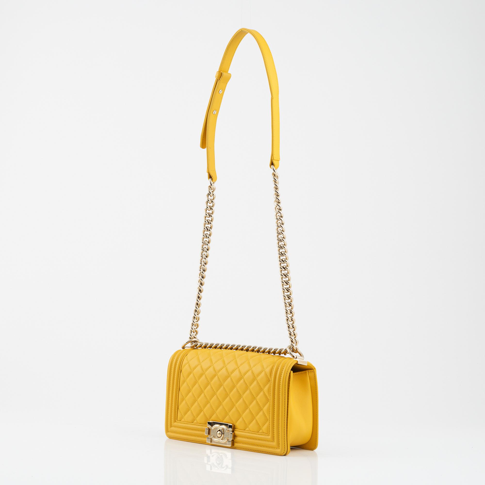 Chanel, a yellow quilted leather 'Boy Bag', 2018.
