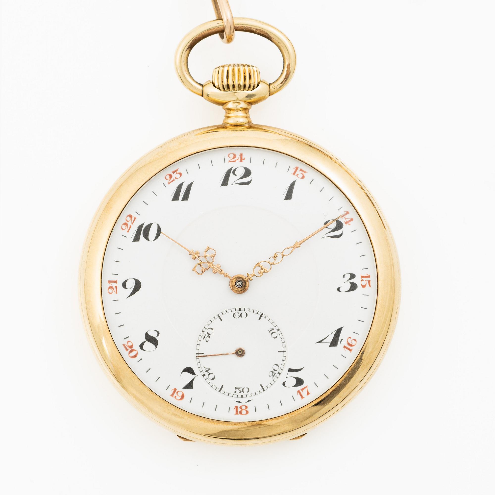 Pocket watch, 14K gold, 52 mm.