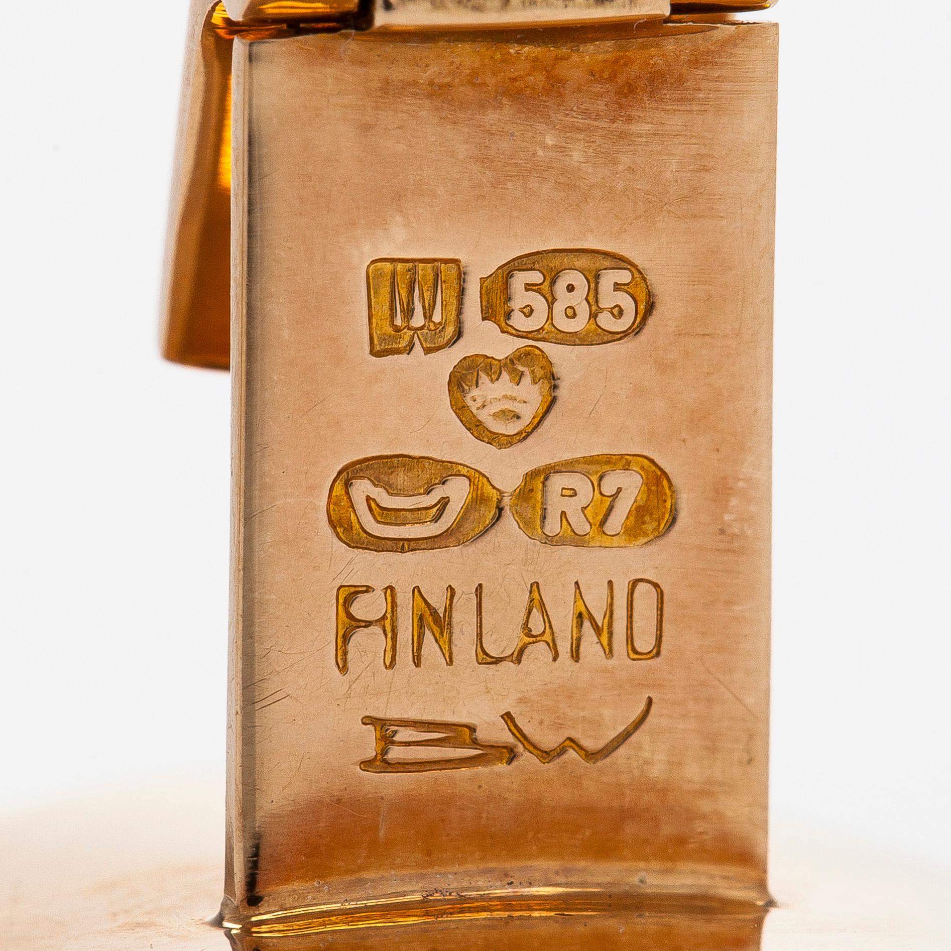 Björn Weckström, manschettknappar, "Djävulens hjul", 14K guld, Lapponia 1970.